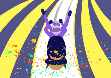 冬奥会双人雪车项目插画海报