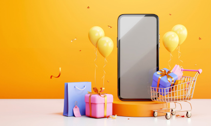 网上促销活动三维黄色产品展台