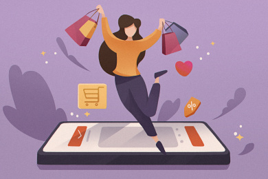 购物节网上购物扁平插画