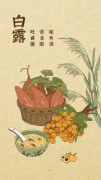 二十四节气之白露竖版插画