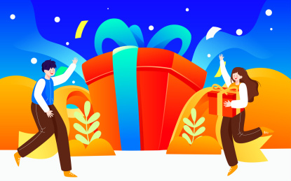 礼盒购物抽奖促销活动奖品插画金融礼物海报