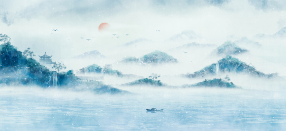 国风意境山水水墨画