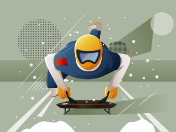 钢架雪车运动员正在比赛矢量插画