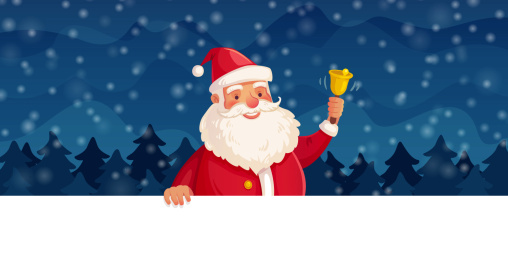 慈祥圣诞老人摇铃铛可爱插图