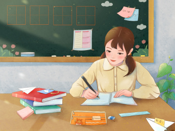 在教室写作业的学生插画