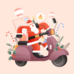 圣诞节圣诞老人矢量插画