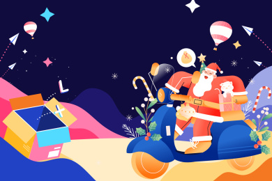 圣诞节圣诞老人矢量插画