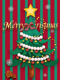 圣诞节圣诞树礼物矢量海报插画