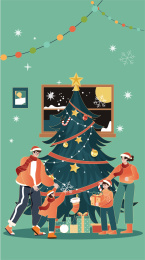 复古圣诞节插画