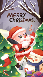 圣诞节圣诞老人在去发礼物的途中