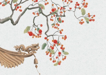 柿子树和中国建筑的吊角瓦当