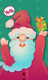 圣诞老人手举礼物打招呼