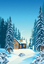 冬季原始森林雪景的插画