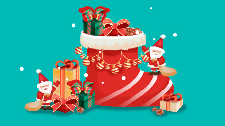 圣诞老人圣诞袜礼物盒子矢量海报