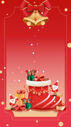 圣诞老人礼物蝴蝶结矢量插画海报