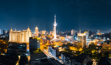 江苏省南通电视塔城市夜景