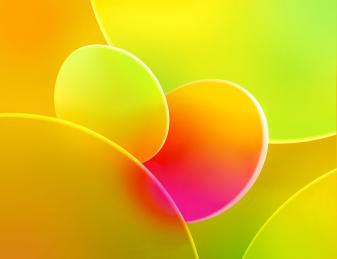 圆形亚克力毛玻璃材质黄绿渐变效果主题壁纸