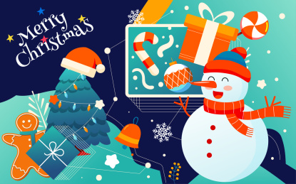 圣诞节雪人海报冬季节日快乐平安夜礼盒插画