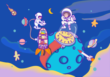 在太空的宇航员矢量插画