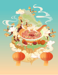 腊八粥小年春节坚果竖版矢量插画