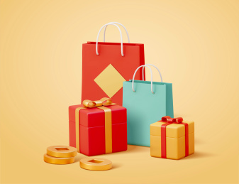 三维可爱礼品及紙袋模型