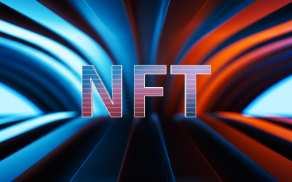 NFT与灯光背景3D渲染