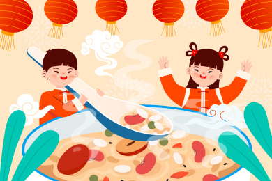 庆祝腊八节矢量插画