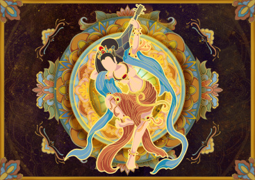 敦煌琵琶伎乐飞天