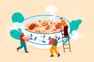 庆祝腊八节矢量插画