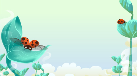 惊蛰春天植物七星瓢虫矢量插画