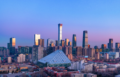 中国北京CBD夜景建筑群