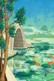 古建筑二十四节气立夏中式石拱桥