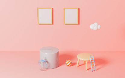 创意展示台与公告板3D渲染