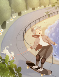 玩滑板的老太太