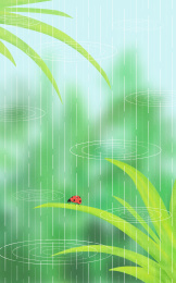 24节气春季惊蛰细雨绿色瓢虫背景日历单图