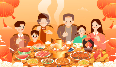 一家人在一起吃饭