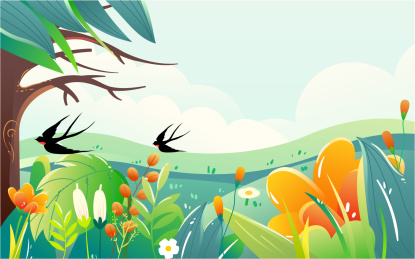 春游踏青出行人物插画立春节气旅行活动海报