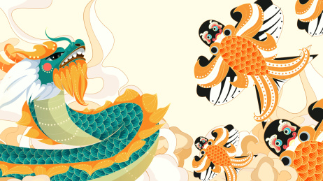 春天龙抬头立春风筝祥云矢量插画