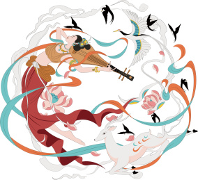 中国风国潮插画传统文化飞天敦煌