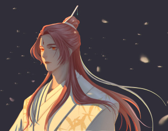 夜晚黄色灯光下的修真男子半身像