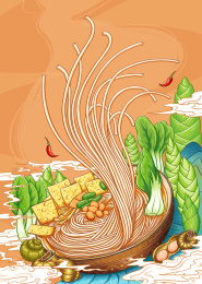 螺蛳粉的包装插画