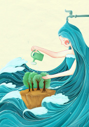 水资源拟人化插画
