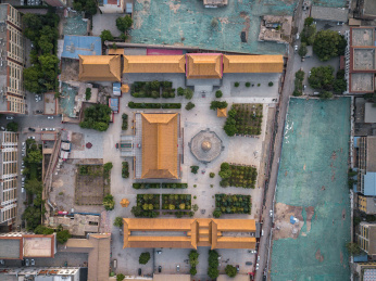 航拍甘肃省武威市鸠摩罗什寺