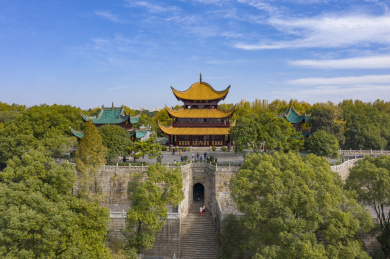 航拍中国湖南岳阳岳阳楼景区