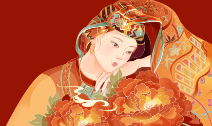 国潮风格妇女节插画