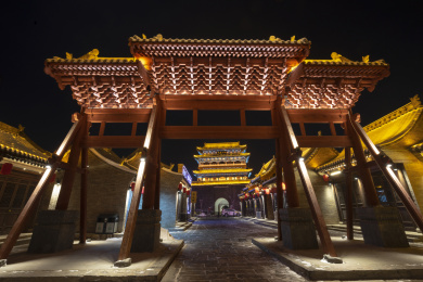 山西省忻州市忻府区忻州古城夜景