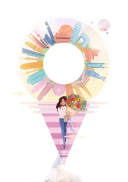 女性主题插画系列女生抱花