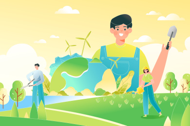 春季植树节矢量插画