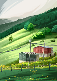 长满草的山坡风景图