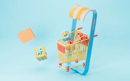 创意网络购物主题3D渲染
